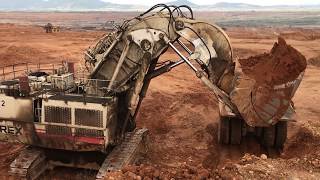 Terex RH170 Shovel Excavator Loading Terex Dumpers TR100 [upl. by Latsryc828]