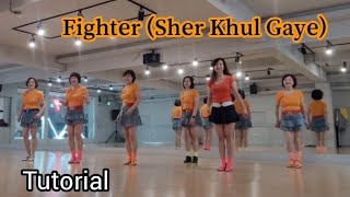 Fighter Sher Khul Gaye Line Dance Improver Tutorial [upl. by Maurene]