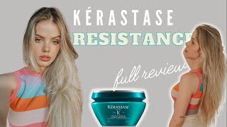 KERASTASE RESISTANCE FULL MASK REVIEW AND TRY ON  hair routine for blond hair damaged hair care [upl. by Tristis]