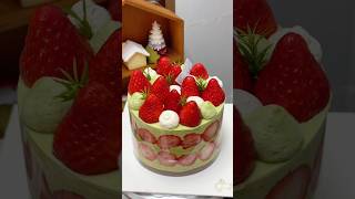 Immersive cake making  Strawberry pistachio crisp cake tutorial ❗️ Immersive cake making Cake [upl. by Notlok]