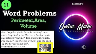 Grade 11 Mathematics Word Problems Lesson 4 Perimeter Area Volume [upl. by Sallad862]