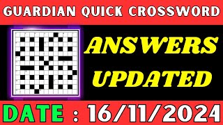 Guardian Quick Crossword Answers Today November 16  Solved Quick crossword No 17015 [upl. by Pfister]