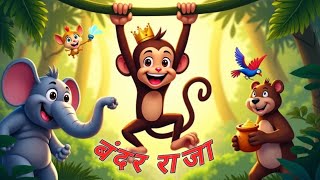 bandar raja  बंदर राजा  hindi rhymes 4k video [upl. by Eellac]