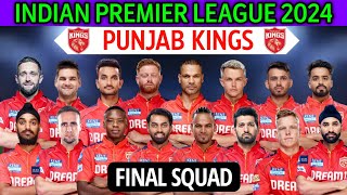 IPL 2024 Punjab Kings New Squad  Punjab Team Squad 2024  PBKS Team Full Squad  PBKS Team 2024 [upl. by Bohman909]