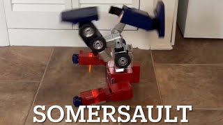 Robosen Transformers Flagship Optimus Prime Does A Somersault amp Corkscrew Headstand Floor Exercise [upl. by Macario]