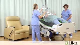 HillRom  Liko® Lifts amp Slings  Transfer from a Supine Position in Bed to Chair Bariatric [upl. by Evslin]