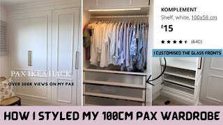 IKEA PAX Wardrobe 100cm inside deign I CUSTOMISED the drawer fronts KOMPLEMENT shelf [upl. by Chrisman238]