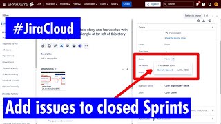 Jira Cloud  Add Issue to closed Sprints [upl. by Errot]