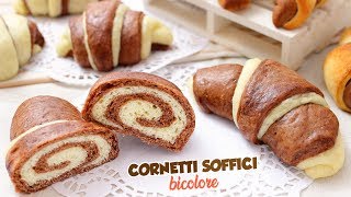 CORNETTI BICOLORE SOFFICISSIMI  COTTI AL VAPORE E AL FORNO  Ricetta Facile dei Cornetti [upl. by Annoved]