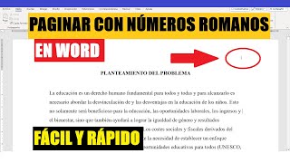 ✔✔CÓMO PAGINAR CON NÚMERO ROMANOS UN TRABAJO EN WORD  MUESTRO EJEMPLO👨‍🏫 [upl. by Cindi458]