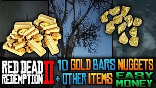 FAST AND EASY MONEY 10 Gold Bar Nuggets and Other Items Locations in Red Dead Redemption 2 [upl. by Pierro]