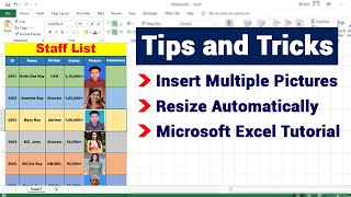 Excel 👉 How to Insert Multiple Pictures and Automatically Resize Selected Cells in MS Excel 2021 [upl. by Goldshell]