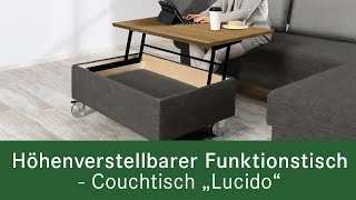 Höhenverstellbarer Funktionstisch  Couchtisch quotLucidoquot  Funktionsvideo [upl. by Jakoba690]