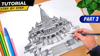 Ram Mandir Drawing  Ram Mandir Drawing Tutorial  How to draw Ram Mandir  Easy Ram Mandir Art [upl. by Mosenthal519]