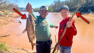 Catching Catfish on a Stick Catch Clean and Cook [upl. by Dougie]