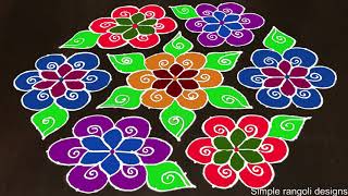 Happy New Year 21 to 11 Beautiful Rangoli  Kolam Design Colourful muggulu peddavi  Rangoli5 [upl. by Pinchas127]