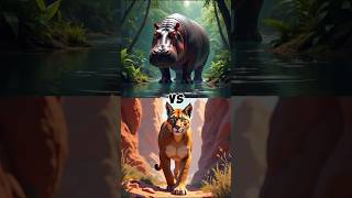 Hippopotamus Vs Mountain Lion  animal vs animal  Fighting shorts animals [upl. by Etneciv]