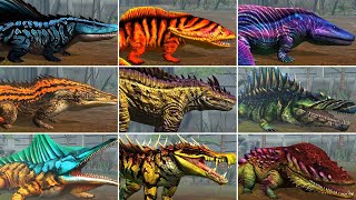 ALL AMPHIBIANS RARE SUPER RARE LEGENDARY LIMITED EDITION Max Level 40  Jurassic World The Game [upl. by Neelav]