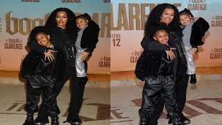 Teyana Taylor is joined by daughters Junie and Rue at The Book Of Clarence premiere [upl. by Lanta]