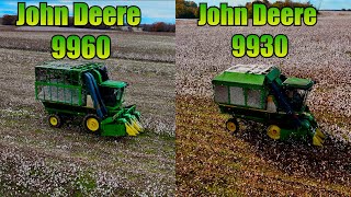 John Deere 9960 and 9930 Cotton Pickers Picking Cotton [upl. by Hanser]