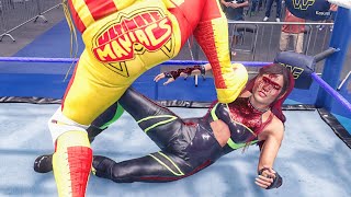 WWE 2k23 MODS Iyo Sky vs Macho Man Randy Savage intergender wrestling [upl. by Cirle]