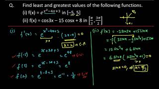 Find least and greatest values of the following functions i fxex2 4x3 in55 [upl. by Zullo]