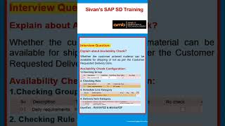 What Is Availability Check  Interview Questions  Sivans SAP SD Training [upl. by Cynara]