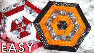 HEXAGON TABLE TOPPER TUTORIAL  EASY QUILT  SEWING TUTORIAL FOR BEGINNERS [upl. by Ynotna595]