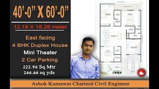 40 x 60 Feet │40x60 House Plan│40x60 duplex house plan│2400 sqft│2 car With garden │ashok kumawat [upl. by Eeneg]