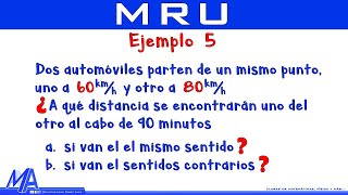 Movimiento Rectilíneo Uniforme MRU  Ejemplo 5 [upl. by Newsom154]