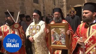 Greek Orthodox Christians celebrate Easter in Jerusalem [upl. by Alejandrina]