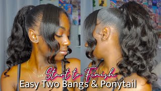 EASY TWO BANGS AND PONYTAIL TUTORIAL BEGINNER FRIENDLY  VIRAL TIKTOK HAIRSTYLES [upl. by Fonsie]