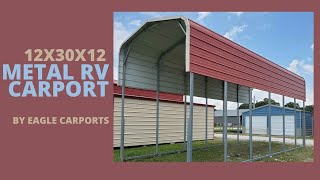 Metal RV Carport by Eagle Carports  12x30x12  2980tax  Installed [upl. by Reerg]