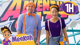 Blippi amp Meekah Explore Adventure City  1 HR OF MEEKAH  Educational Videos for Kids [upl. by Ahtael]