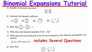 Math 1100 Tut 5 Part 2 2024  Binomial Expansions Practice [upl. by Lawan]