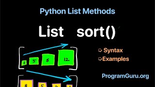 Python List sort Method  Syntax amp Example  Sort list in ascending or descending order in Python [upl. by Hurleigh135]