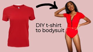 I made a bodysuit from a Tshirt  TShirt Transformation Tutorial [upl. by Dulcea]