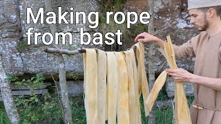 Making rope from bast [upl. by Eiramaliehs]