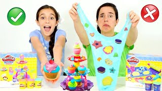 COLORINDO COM 3 CORES DE PLAYDOH E SLIME ★ Diversão com Biscoitos Divertidos e Torre de Cupcakes [upl. by Nibbs]