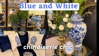 Blue and White Chinoiserie Chic  How to Decorate with Blue and White Chinoiserie  Livingroom [upl. by Huppert]