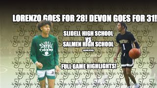 Devon Goes For 31 Zo Goes For 28 Salmen High vs Slidell High Full Game Highlights [upl. by Esiuole]