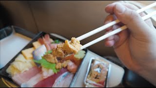 Eating Chirashi bowl Ekiben on the Shinkansen bullet train to Kyoto [upl. by Htebarual]