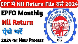 EPF की Monthly Nil Return कैसे file करे 2024  How to fill PF monthly Nil return  Challan Process [upl. by Kendell]