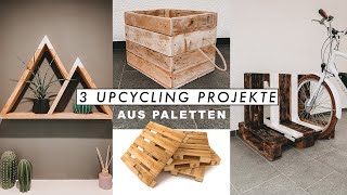 3 DIY Upcycling Projekte aus Paletten  Fahrradständer Regal amp Holzkiste selber bauen  EASY ALEX [upl. by Anuait]