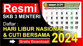 LIBUR NASIONAL DAN CUTI BERSAMA 2024  Kalender 2024 lengkap [upl. by Siramad261]