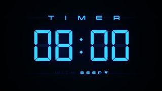 8 Min Digital Countdown Timer with Simple Beeps 💙 [upl. by Lombardi]