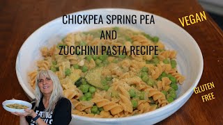 Chickpea Spring Pea And Zucchini Pasta Recipe  Vegan [upl. by Peyter]