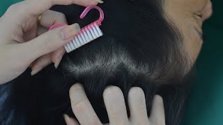 ASMR Hair Combing Hair Play Hair Parting With Breathing Sounds For Stress Relief [upl. by Ahtikal]