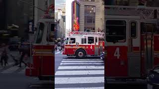 FDNY Times Square Crew LADDER 4 amp BATTALION 9 LOUD SIRENS NYC shorts fdny firetruck timessquare [upl. by Andros]