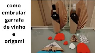 COMO EMBRULAR GARRAFA PARA PRESENTE E FAZER ORIGAMI DE SINO E ARVORE DE NATAL [upl. by Atiuqihs467]